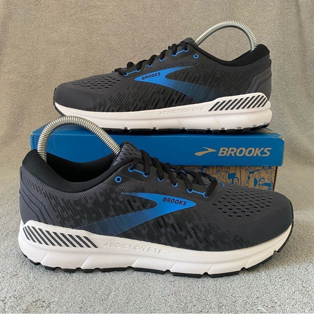 Brooks Shoes Mens 11.5 Black Blue Addiction GTS 15 Walking Sneakers 1103651D077